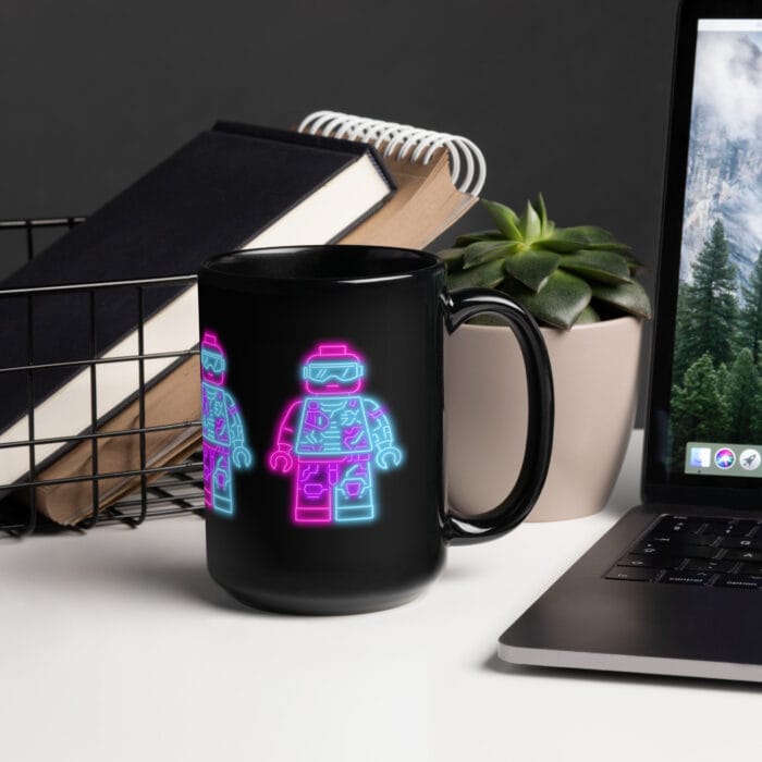 Neon Lego minifigure Black Glossy Mug